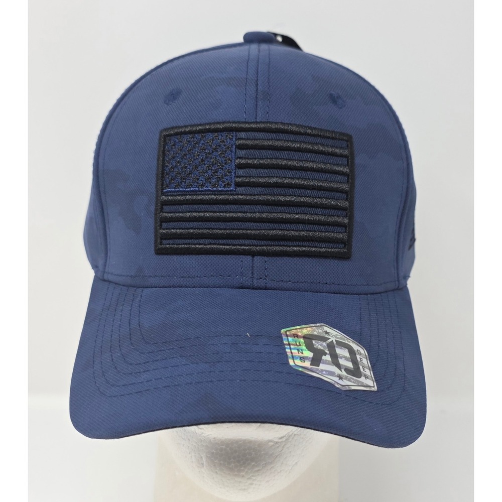 Runs Deep Tactical Snapback Hat Blue Camo Black American Flag Cap